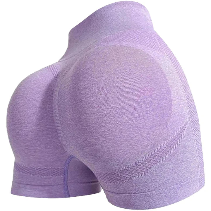 YOAKUKA Womens Workout Shorts Yoga Gym Seamless Scrunch High Waist Pants Athletic Control Ruched Shorts Lilac