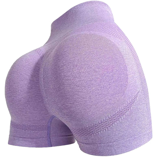 YOAKUKA Womens Workout Shorts Yoga Gym Seamless Scrunch High Waist Pants Athletic Control Ruched Shorts Lilac